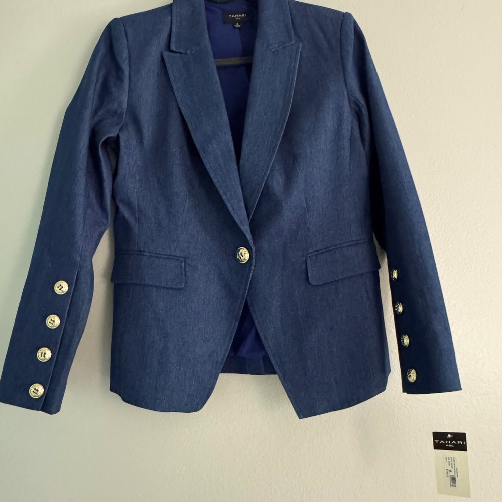 Tahari ASL Denim Blazer Size 4
